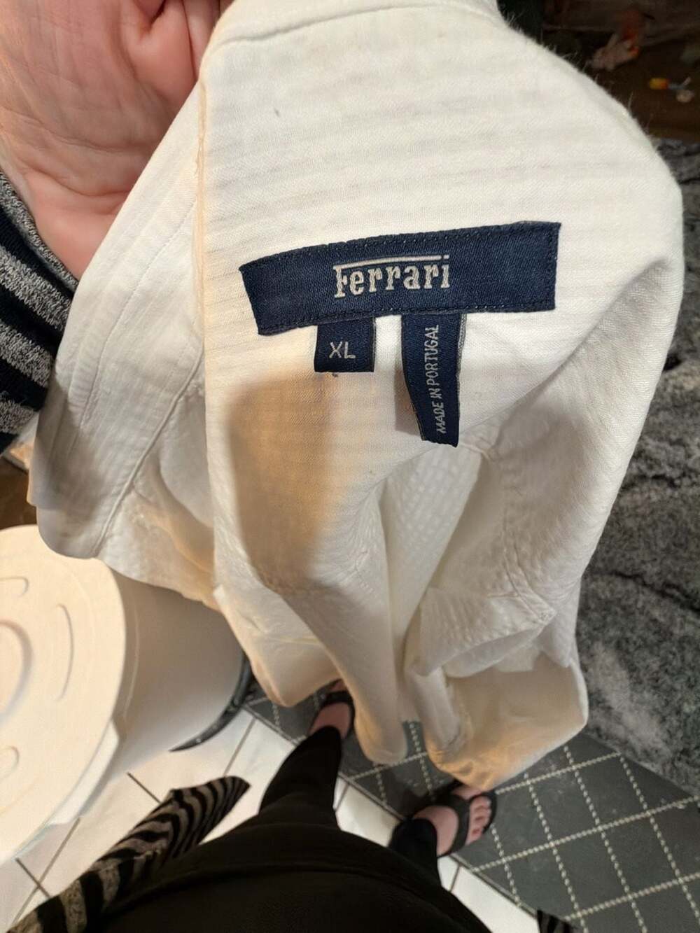Ferrari White Seersucker Long Sleeve Button Down Shirt - Picture 7 of 7